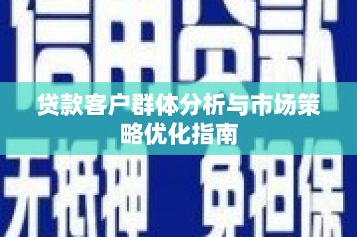 安丘贷款客户群体分析与市场策略优化指南