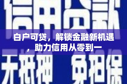 安丘白户可贷，解锁金融新机遇，助力信用从零到一